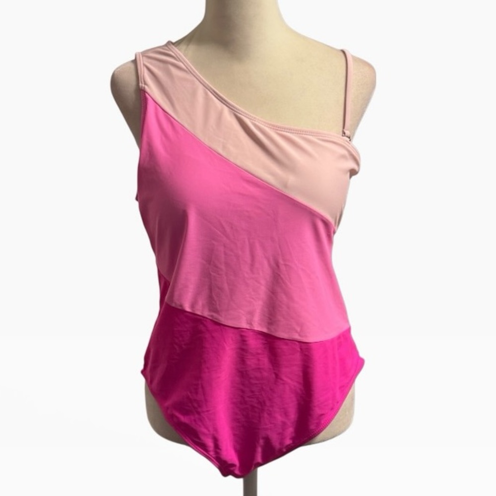 One shoulder cut out one piece swim suit size large